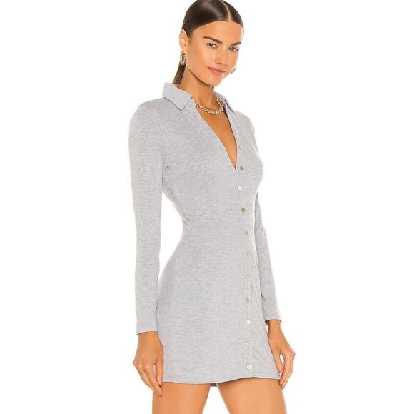 NBD Farris Button Up Mini Dress in Heather Gray NWOT Size Small - Picture 2 of 3